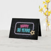 レンタル移行中 Neon 30才の誕生日マーキー オン れんが カード (黄色い花)