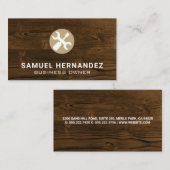 レンチとねじ込み装置 |木材の背景 名刺 (正面/裏面)