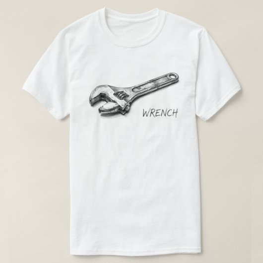 レンチの鉛筆スケッチ画 Tシャツ (デザイン正面)