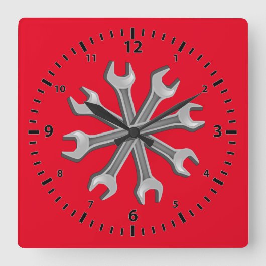レンチを夢を見ること スクエア壁時計 (正面)