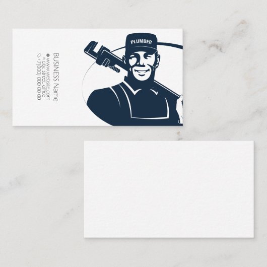 レンチを手にしてユニフォームの羽毛虫 名刺 (正面/裏面)