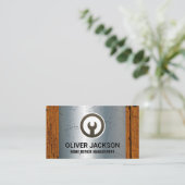 レンチアイコン |金属と古い木材 名刺 (スタンド正面)