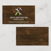 レンチハンマーのロゴ |ホーム修復 |木材 名刺 (正面/裏面)