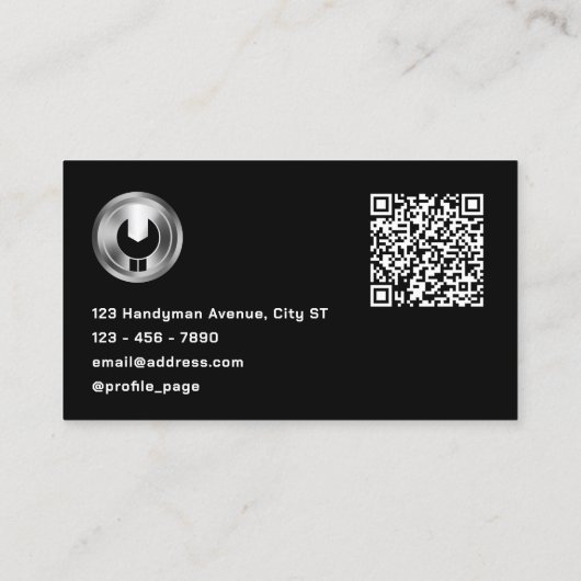 レンチロゴ付きブラックミニマリスト 名刺 (裏面)