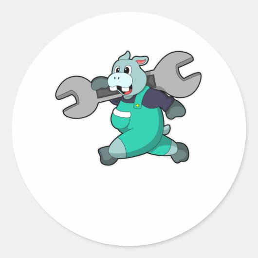 レンチ付きヒッポ整備士 ラウンドシール (正面)