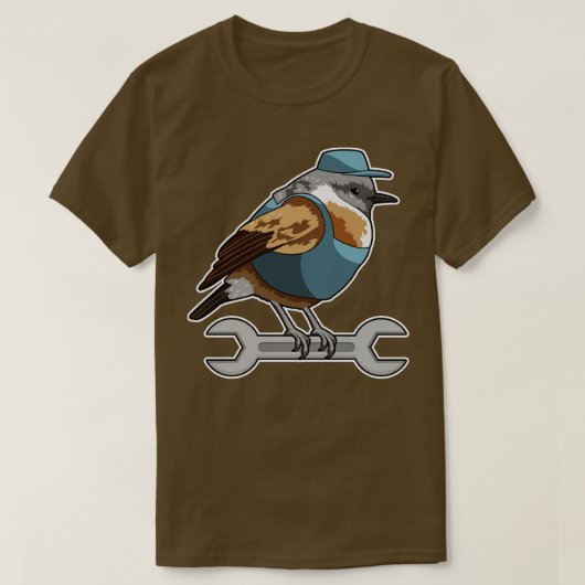 レンチ付き人手としての鳥 Tシャツ (デザイン正面)
