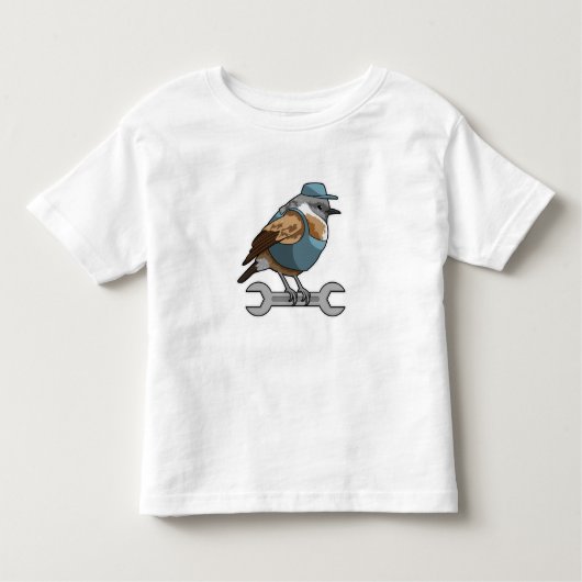 レンチ付き人手の鳥 トドラーTシャツ (正面)