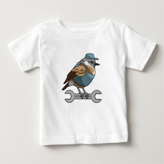 レンチ付き人手の鳥 ベビーTシャツ (正面)