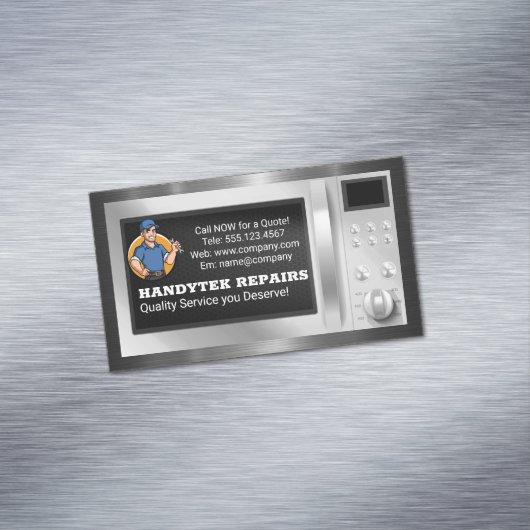 レンチ付き修理工 |マイクロ波機器 マグネット名刺 (インサイチュ)