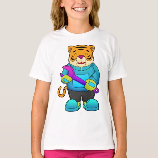 レンチ付き整備士としてタイガー Tシャツ (正面)