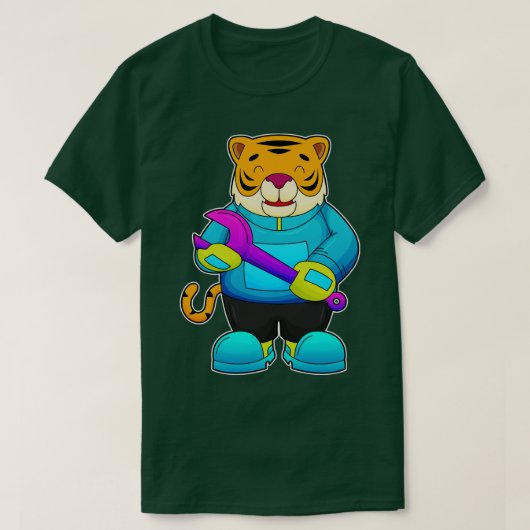 レンチ付き整備士としてタイガー Tシャツ (デザイン正面)