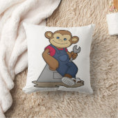 レンチ付き整備士のサル クッション (ブランケット)