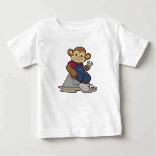 レンチ付き整備士のサル ベビーTシャツ