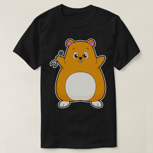 レンチ付き整備士のハムスター Tシャツ (デザイン正面)