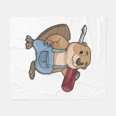 レンチ付き職人としてのビーバー フリースブランケット (正面(横))