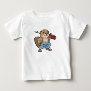 レンチ付き職人としてのビーバー ベビーTシャツ