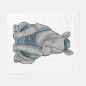 レンチ付きRhino as職人 フリースブランケット (正面(横))