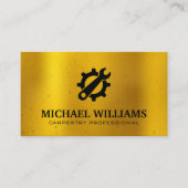 レンチ及びギア | 金ゴールドメタル背景 名刺 (正面)