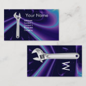 レンチ金属整備士、配管工モノグラム 名刺 (正面/裏面)