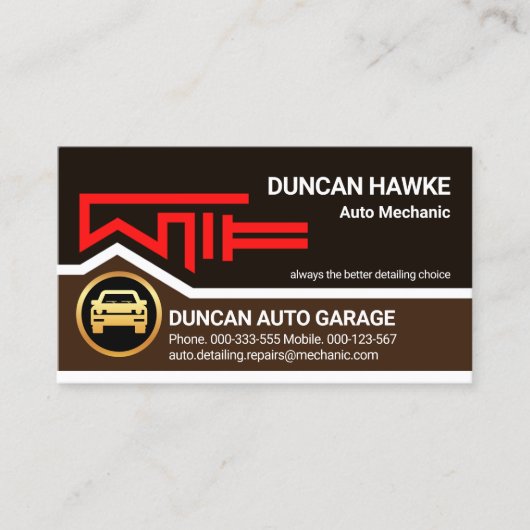 レンチ・ガレージルーフトップ自動車修理 名刺 (正面)