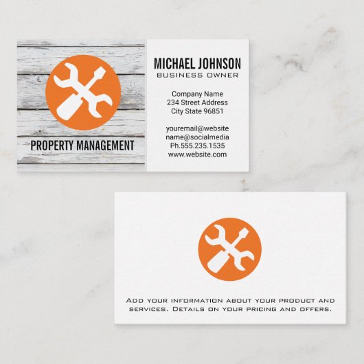 レンチ・ドライバー |木材 名刺 (正面/裏面)