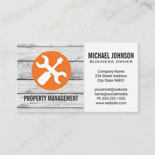 レンチ・ドライバー |木材 名刺 (正面)