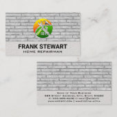 レンチ・ハンマー |レンガの壁の背景 名刺 (正面/裏面)