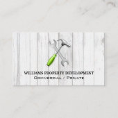 レンチ・ハンマー |木材の背景 名刺 (正面)