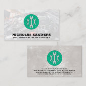 レンチ |整備士がエンジンで作業 名刺 (正面/裏面)