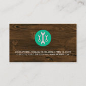 レンチ |木製の背景 |大工 名刺 (裏面)