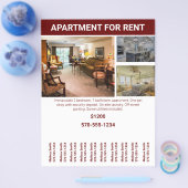 レントチラシ引き裂きストリップ用ホームまたはアパートメント チラシ (シングル)