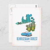 レンドレシャムフォレストサフォークヴィンテージの地図 ポストカード (正面/裏面)