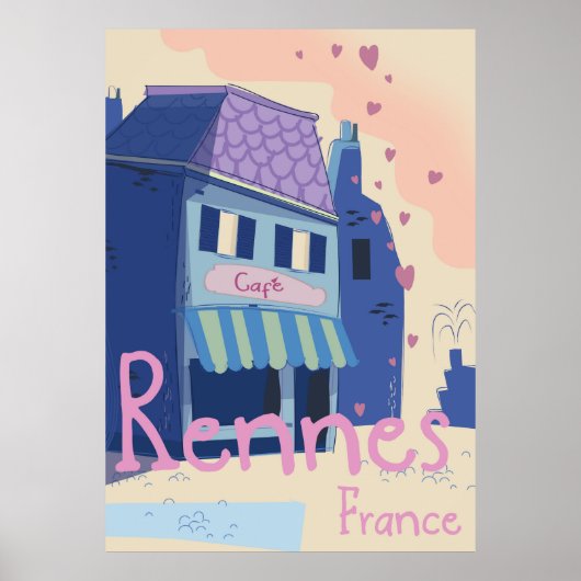 レンヌフランスヴィンテージ漫画 ポスター (正面)