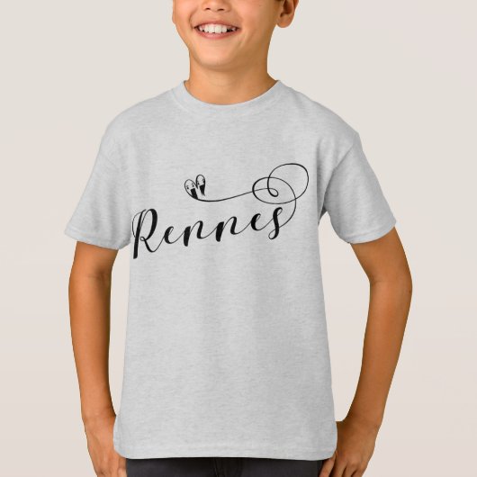 レンヌ国旗のハート、ロアゼン・ブリタニー Tシャツ (正面)