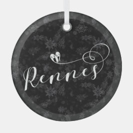 レンヌ国旗のハート、ローゼン、ブレトン ガラスオーナメント