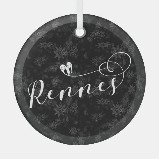 レンヌ国旗のハート、ローゼン、ブレトン ガラスオーナメント (正面)