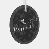 レンヌ国旗のハート、ローゼン、ブレトン ガラスオーナメント (正面右)