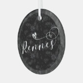 レンヌ国旗のハート、ローゼン、ブレトン ガラスオーナメント (正面左)