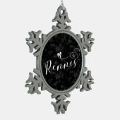 レンヌ国旗のハート、ローゼン、ブレトン スノーフレークピューターオーナメント (左)