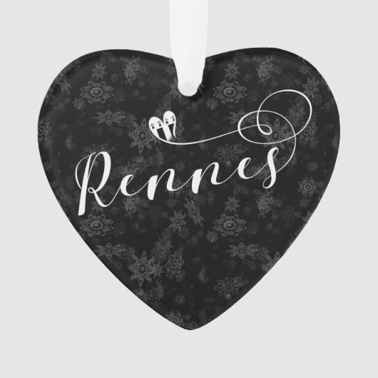 レンヌ国旗のハート、ローゼン、ブレトン・スノーフレーク オーナメント (正面)