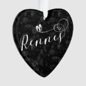 レンヌ国旗のハート、ローゼン、ブレトン・スノーフレーク オーナメント (正面)