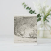 レンブラントによる眠っている子犬 ポストカード (スタンド正面)