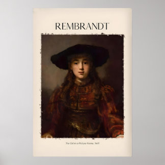レンブラントの少女の額縁641肖像画アートプリント ポスター
