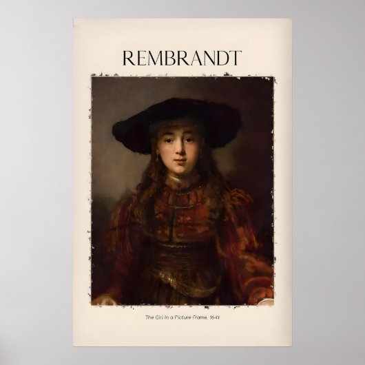 レンブラントの少女の額縁641肖像画アートプリント ポスター (正面)