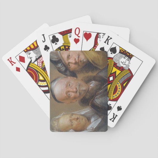 レンブラントの後の5つの頭部の勉強(cでパステル調 トランプ (裏面)