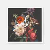 レンブラントダーク&ムーディフローラモノグラムナプキンス スタンダードカクテルナプキン (正面)