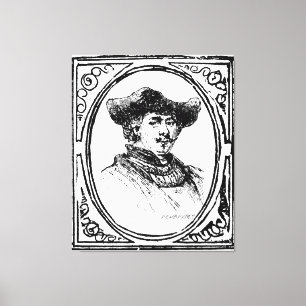 レンブラントフレーム自己ポートレートスケッチキャンバスアート キャンバスプリント