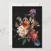 レンブラントフローラダークムーディ結婚ーズMonogram 招待状 (裏面)