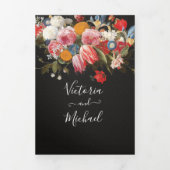 レンブラントフローラダーク&ムーディ結婚ーズケッセル 三つ折り招待状 (カバー)