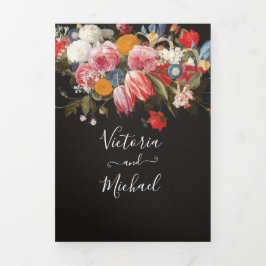 レンブラントフローラダーク&ムーディ結婚ーズケッセル 三つ折り招待状